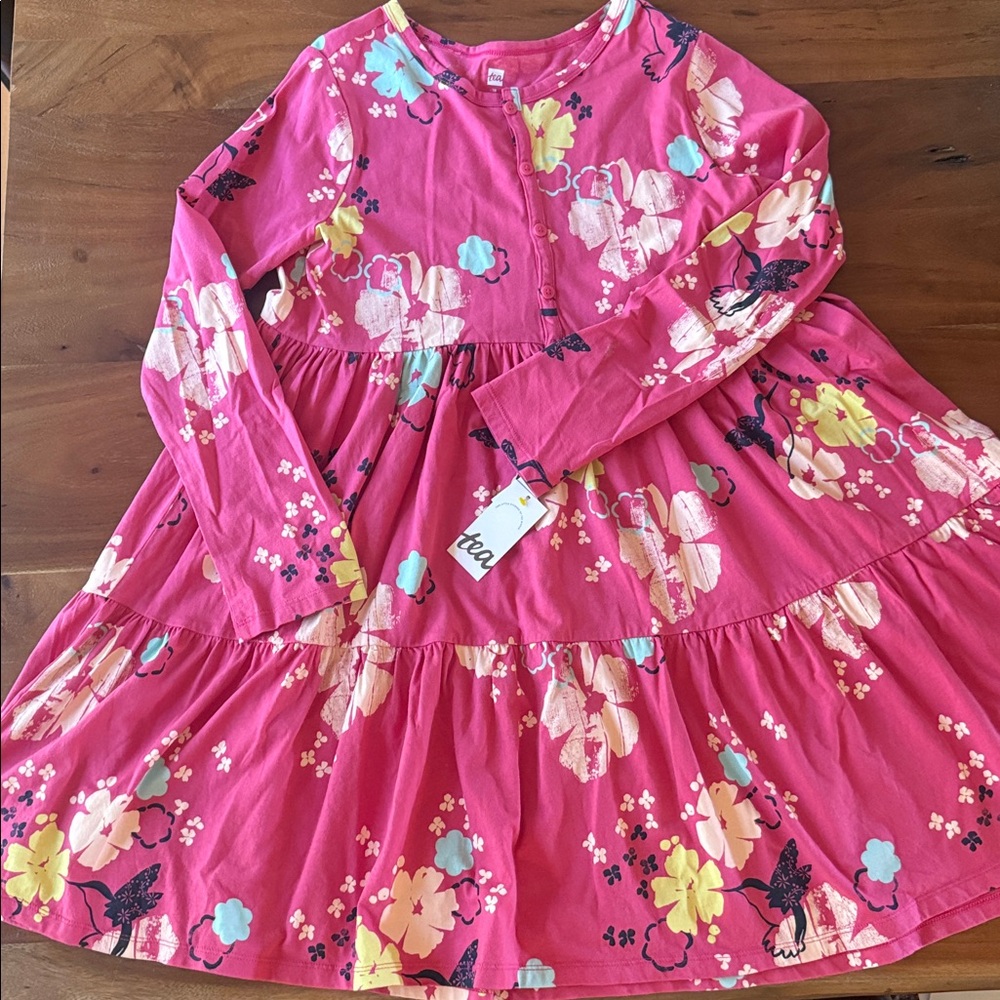 Tea Collection Floral Pink Long Sleeve Dress